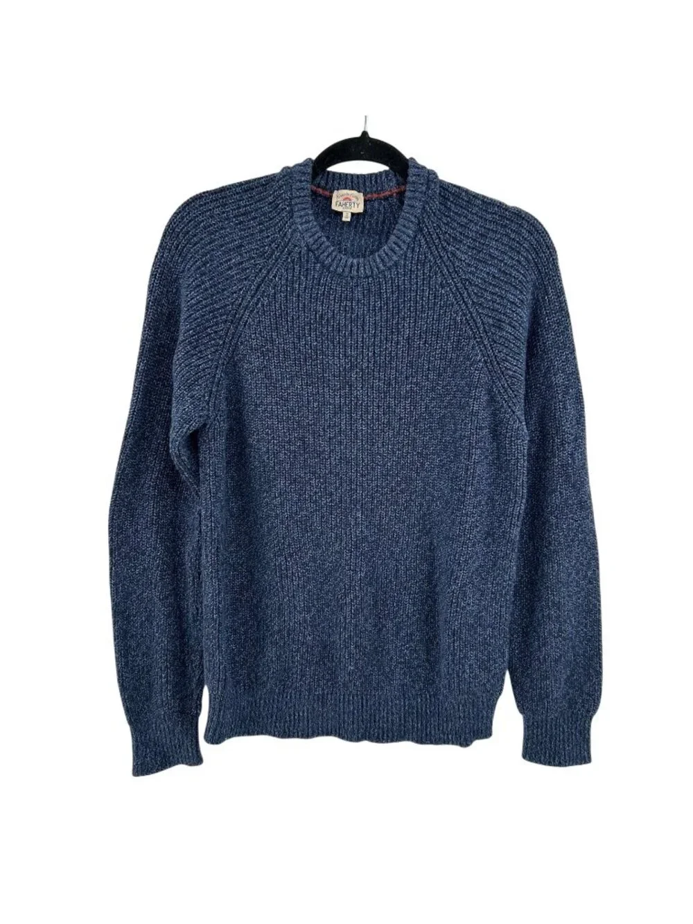 Faherty Sweater Men's Medium Blue Knit Crewneck Organic Cotton & Cashmere Blend